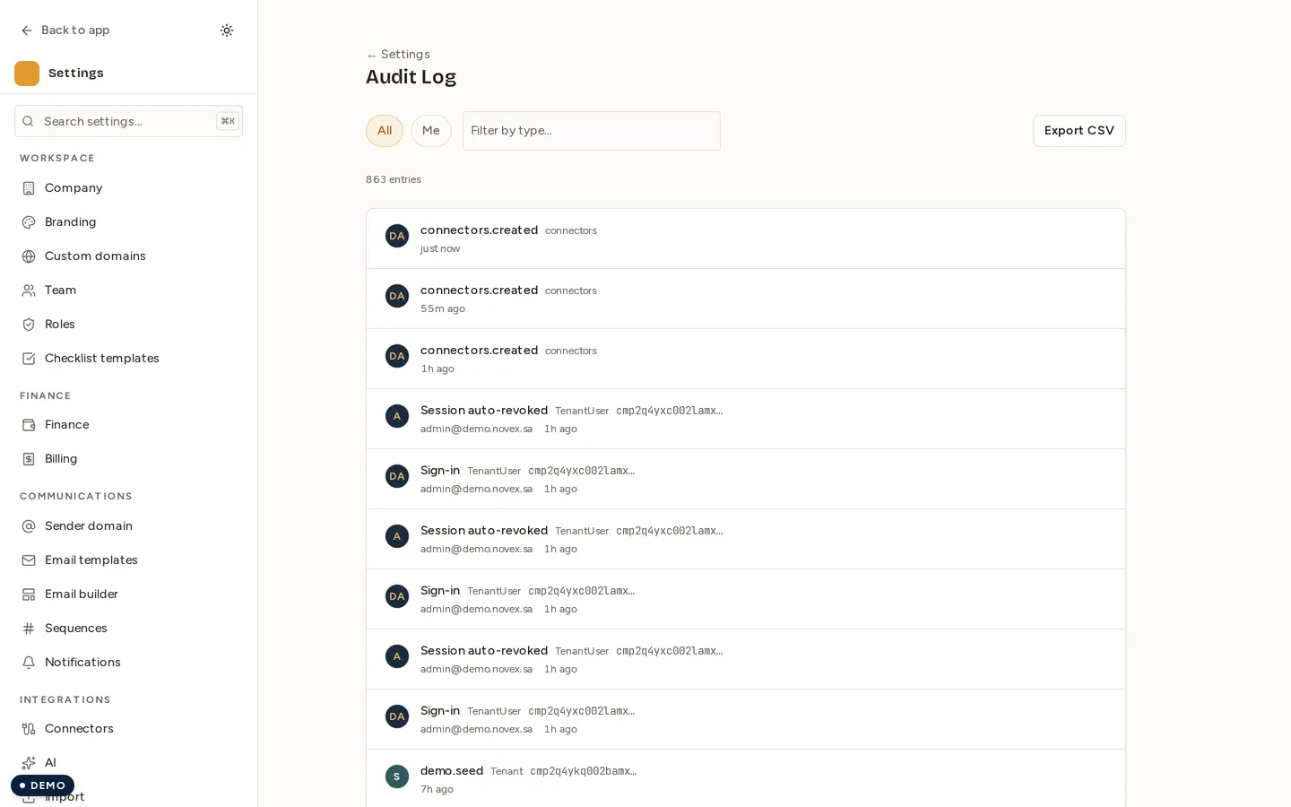 The audit log: who did what, to which record, and when.